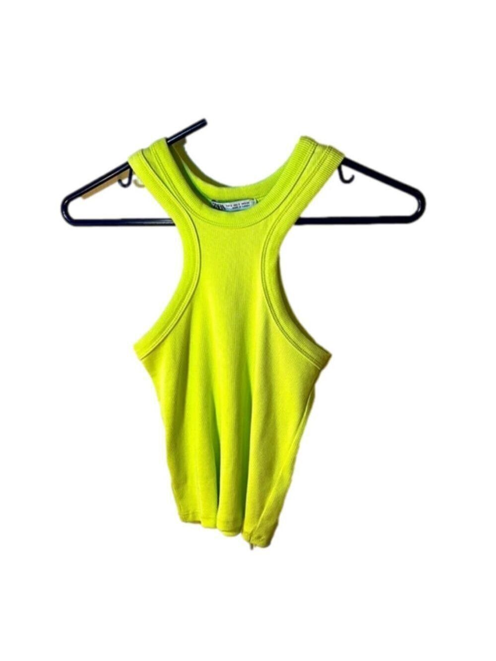 Zara Ribbed Crop Tank Top Yellow Small - Picture 2 of 6